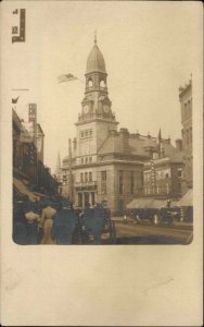 Fall River MA Massachusetts Street & Building c1910 Real Photo Postcard