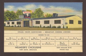 FORT SMITH ARKANSAS NEUMEIER;S CHICKUISINE RESTAURANT ADVERTISING POSTCARD