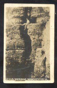 RPPC MANCHESTER IOWA DEVILS BACKBONE ROCK FORMATION REAL PHOTO POSTCARD