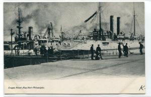 USS Battleships League Island Navy Yard Philadelphia PA 1907c postcard