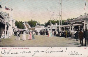 Worcester MA, White City AMUSEMENT PARK, 1907, People on Midway, Women Dresses