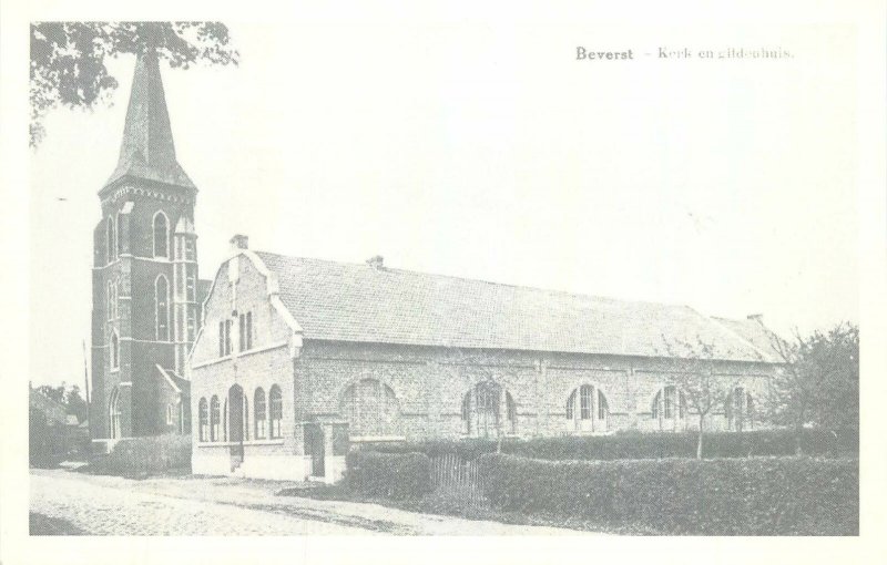 Postcard Belgium repro card Guy Swennen 2de plaats Kamer Grote Beverst church