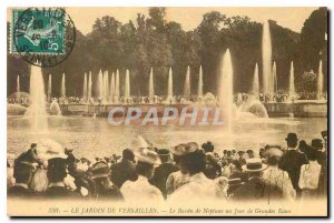 Old Postcard The Versailles garden naptune the pool one day Fountains