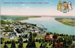 Queenston Heights Ontario Queenston & Lower Niagara Ship FH Leslie Postcard H54