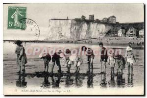 Old Postcard Mers Les Bains On The Beach