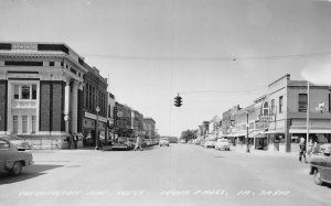 J77/ Iowa Falls Iowa RPPC Postcard c1940-50s Main Street Stores 182