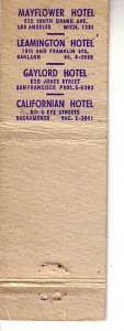 Matchbook Cover ! 4 Hosts Hotels, California !