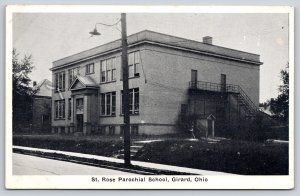 Girard Ohio~St Rose Parochial School~1920s B&W Postcard