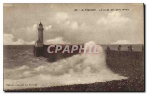 Postcard Old Treport la Jetee heavy weather