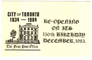 Post Office Reopening, 1983 City of Toronto, 1834-1984 Ontario