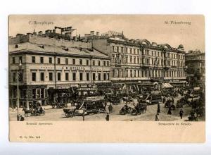 225479 RUSSIA PETERSBURG Nevsky Prospekt horse trams postcard