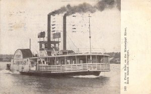 c.'07, Ferry On The Mississippi River,Rock Island,IL-Davenport IA,Old Post Card