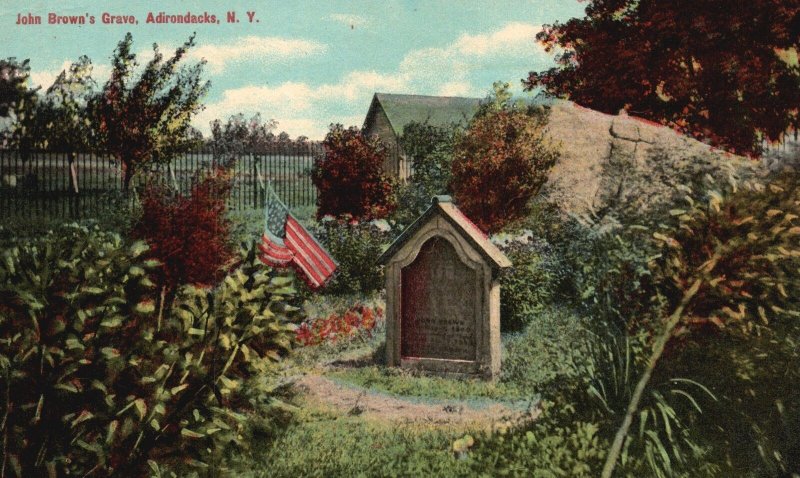Vintage Postcard John Brown's Grave Adirondacks New York Hugh C. Leighton Pub.