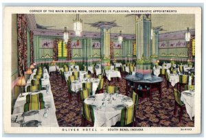 c1940's Oliver Hotel Main Dining Room South Bend Indiana IN Postcard