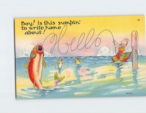 Postcard Boy! Is this sumpin' to write home about! with Fishing Comic Art Print