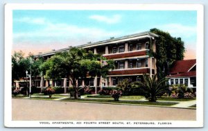 ST. PETERSBURG, Florida FL ~ Roadside VOGEL APARTMENTS Fourth St. 1920s Postcard