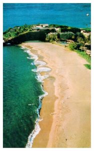 Aerial View Sheraton Maui Hotel wrapped around rugged black rock Hawaii Postcard