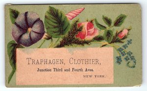 c1880 TRAPHAGEN CLOTHER NEW YORK BEAVER FUR COATS VICTORIAN TRADE CARD Z1384