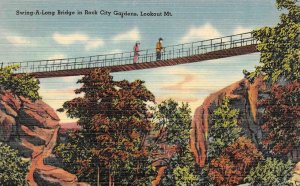 Tennessee TN~ COUPLE~SWING-A-LONG BRIDGE  Rock City Gardens~Lookout Mtn Postcard