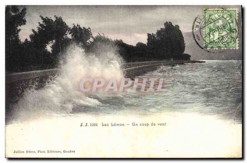 Old Postcard Lac Leman A gale