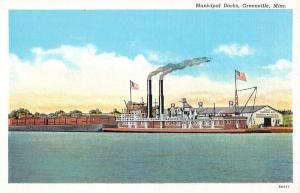 Greenville Mississippi Municipal Docks Linen Antique Postcard K26291