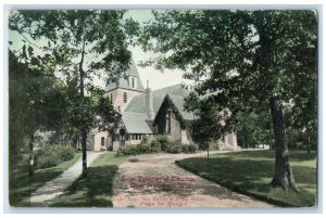 c1910 Zion Episcopal Church Chapel Exterior Field Oconomowoc Wisconsin Postcard