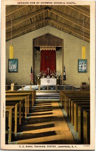 Interior Chidwick Chapel, US Naval Training Center Sampson NY c1944 Postcard E44