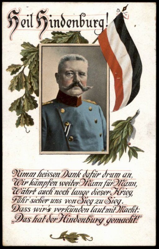 Germany WWI General von Hindenburg Feldpost Patriotic PPC G69985