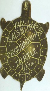 1874 Die-Cut Turtle Stage Show Salsbury's Troubadours Jolly Pic-Nic &O