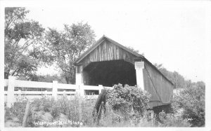 Postcard RPPC New Hampshire Westport Slate Covered Bridge Cheshire 23-891