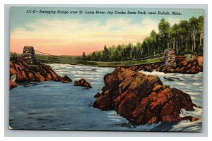 Vintage 1950 Postcard Swinging Bridge St. Louis River Jay Cooke Park Duluth MN