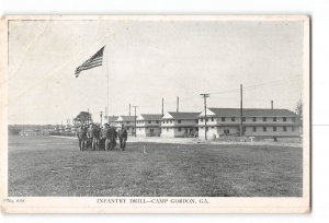 Camp Gordon Georgia GA Creased Postcard 1940's World War II Infantry Drill