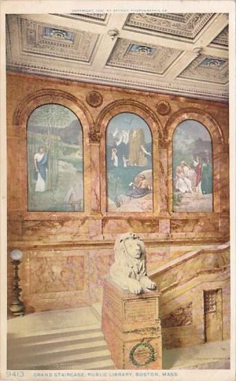 Massachusetts Boston Grand Staircase Public Libaray 1909