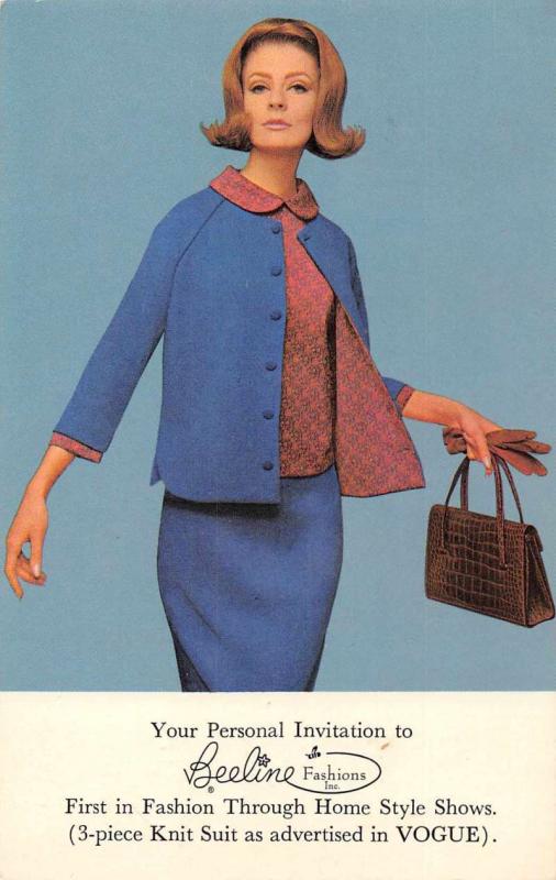 Beeline Fashion Show Vogue Knit Suit Advertising Vintage Postcard J69851