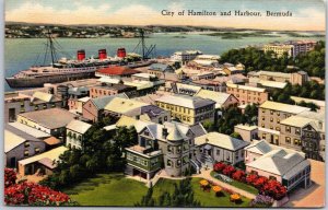 1941 City Of Hamilton And Harbor Bermuda Houses & Steamship Posted Postcard