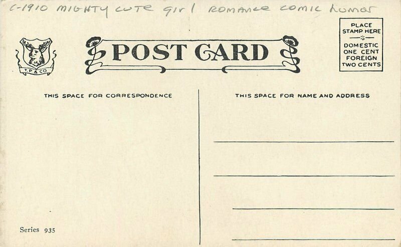 C-1910 Mighty Cute Girl romance Comic Humor artist impression Postcard 22-3394