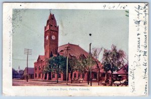 1905 UNION DEPOT PUEBLO COLORADO HYDE PAPER CO ANTIQUE POSTCARD