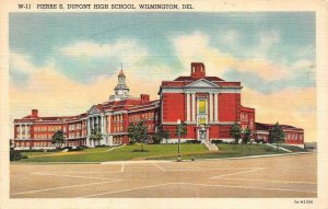 WILMINGTON, DE Delaware PIERRE S DUPONT HIGH SCHOOL 1940 Curteich Linen Postcard