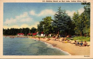 Michigan Indian River Bathing Beach On Burt Lake 1952 Curteich