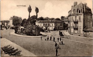 Postcard WWI  - Bahnhofplatz - plaza outside Bern