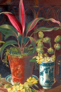 1880s Victorian Christmas Card Beautiful Plants #6L