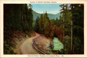 VINTAGE POSTCARD NANAIMO-ALBERNI HIGHWAY WITH CAMERON RIVER SCENE B.C. CANADA