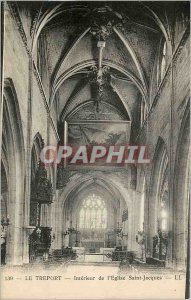 Old Postcard Treport -interior of the church Saint-Jacques