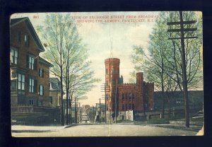 Pawtucket, Rhode Island/RI Postcard, View Of Armory On Exchange Street, 1915!