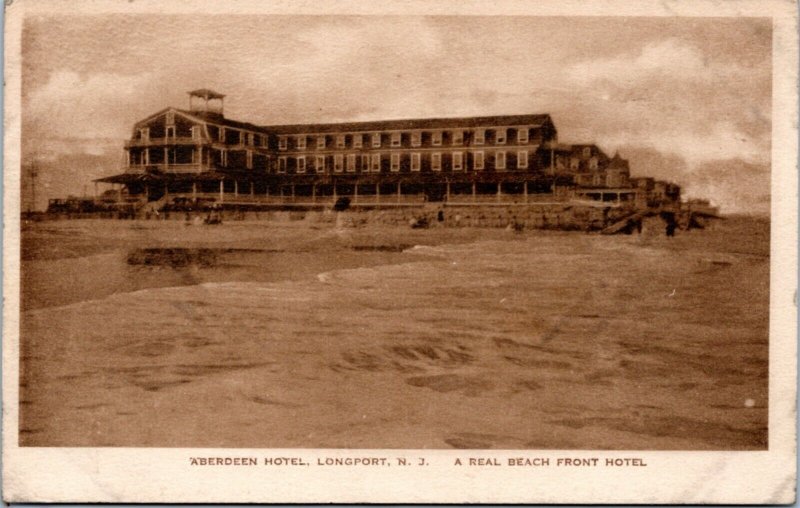 Postcard NJ Longport Aberdeen Hotel Real Beach Front Hotel Albertype United States New