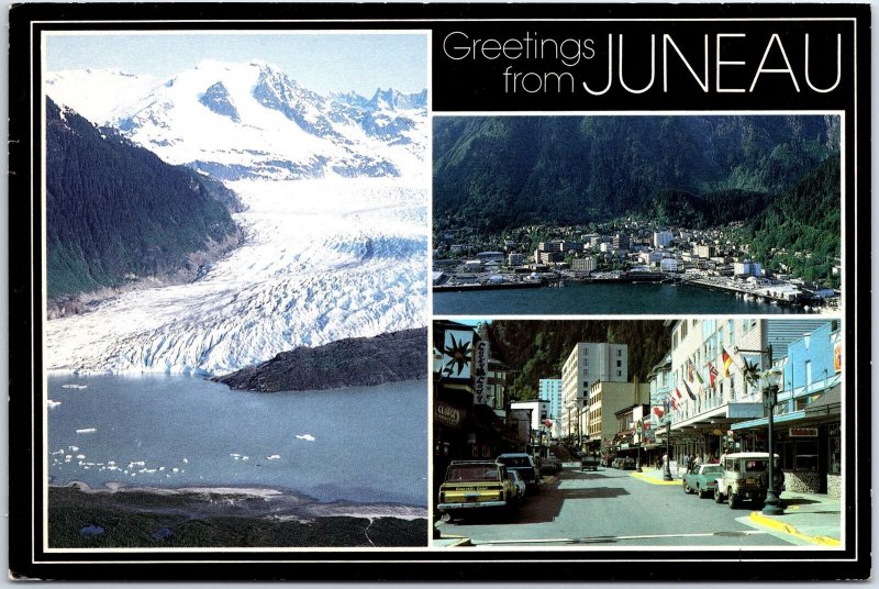 VINTAGE POSTCARD CONTINENTAL SIZE MULTIPLE IMAGES OF JUNEAU ALASKA B89
