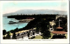 View Overlooking Alexandra Park & English Bay Vancouver BC c1940 Postcard D09