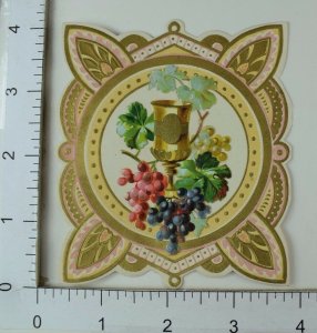 Fabulous Embossed Die-Cut Victorian Trade Card Wine Goblet Colorful Grapes #R