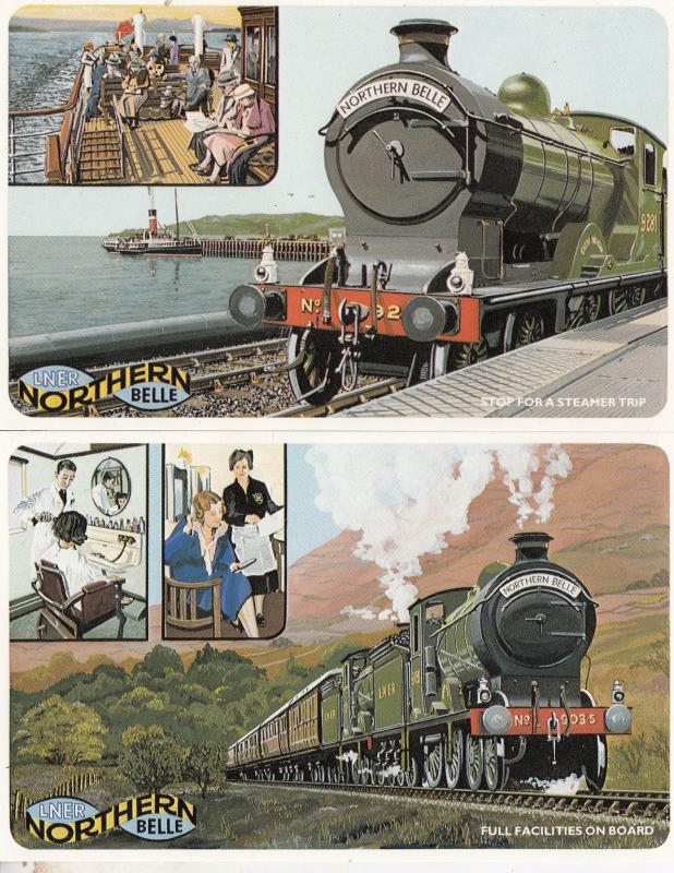 The Northern Belle Barbers Haircut Maid Steamer & Boat Trip Train 2x Postcard s