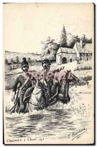 Old Postcard Militaria Hunters on horseback 1793